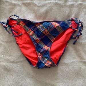 NWOT Victoria’s Secret Tie Side Bikini Bottoms Red Plaid with Protective Liner